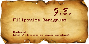 Filipovics Benignusz névjegykártya
